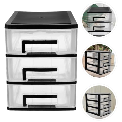 Armoire de rangement à trois couches en plastique portable noir ULTNICE
