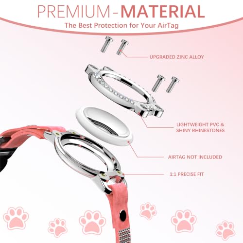 Image of AirTag Cat Collar Breakaway, Rhinestone Collar with Air Tag Holder, Rosered