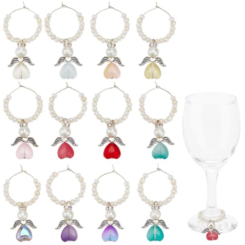 Dijes de copa de vino con anillos de aleación e identificador de bebida de ángel 2