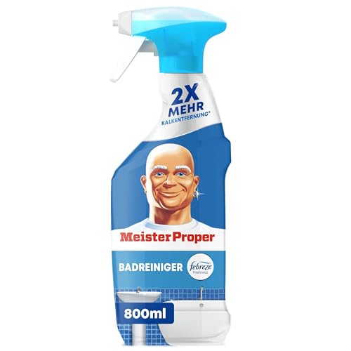 Meister Proper Badreiniger mit Febreze Frische 800ml, Entfernt bis zu 100 Prozent der Seifenrückstände und Kalkablagerungen