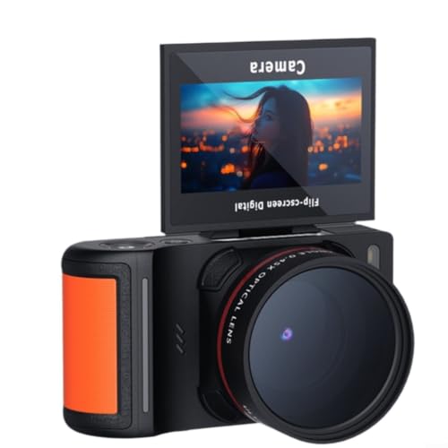 Cámara de vlogging 4K ideal para viajes y selfies con pantalla abatible de 180° negra