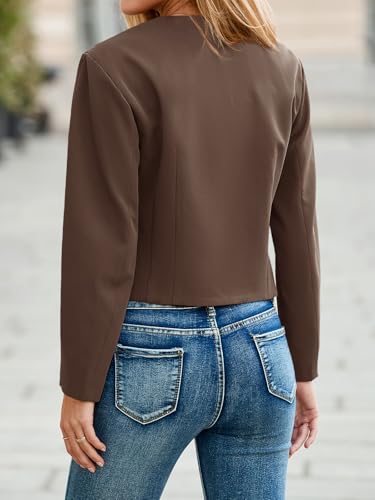 Cicy Bell Womens Balloon Long Sleeve Blazer Cropped Collarless Button Down Suit Jackets Business Casual Fall Outerwear3