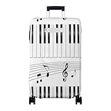 Hiseng Funda para Maletas, Notas Musicales Luggage Cover Elástica Fundas Maletas de Viaje, Maleta Cabina Protector Lavable y Reutilizable 18-32 Pulgadas (Blanco,L)