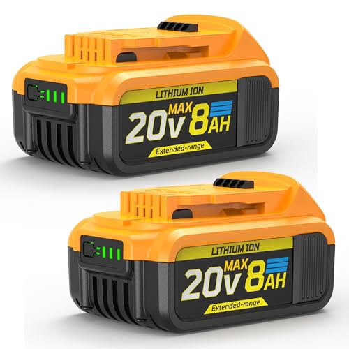 VelgoNyx 8Ah Replacement Compatible for Dewalt 20V Max Battery with High Capacity Batteries Cordless Power Tools 20 Volt DCB201 DCB203 DCB204 DCB205 DCB205c DCB205-2CDCB205-2 DCB206 DCB2108 2 Pack