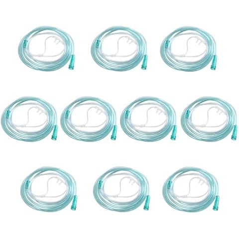 GlobalRoll Adult Standard Nasal Cannula, 8.2 ft Cannula Nasal Tubing with Short Nasal Plug Head for Oxygen, Kink Resistant Nasal Oxygen Cannula for Long-Term Use Patients (10 Pack, Adult) Cover