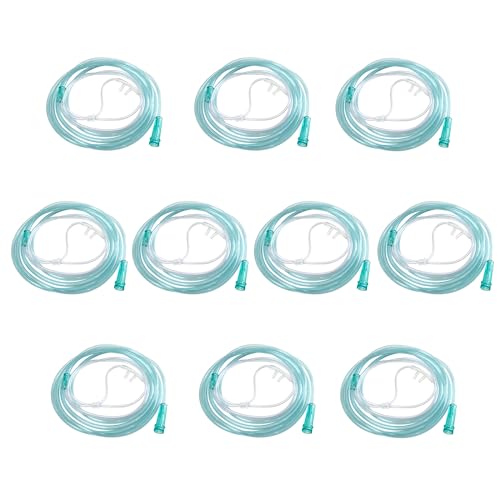GlobalRoll Adult Standard Nasal Cannula, 8.2 ft Cannula Nasal Tubing with Short Nasal Plug Head for Oxygen, Kink Resistant Nasal Oxygen Cannula for Long-term Use Patients (10 Pack, Adult)