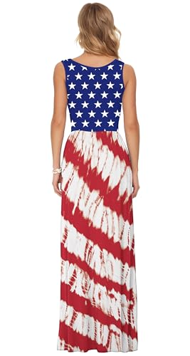 Image of AUSELILY Women's Summer Sleeveless Loose Plain Casual Long Maxi Dresses | Year Round wear solid floral print, Casual daily wear, Empire waist, Floor length, Side pockets New