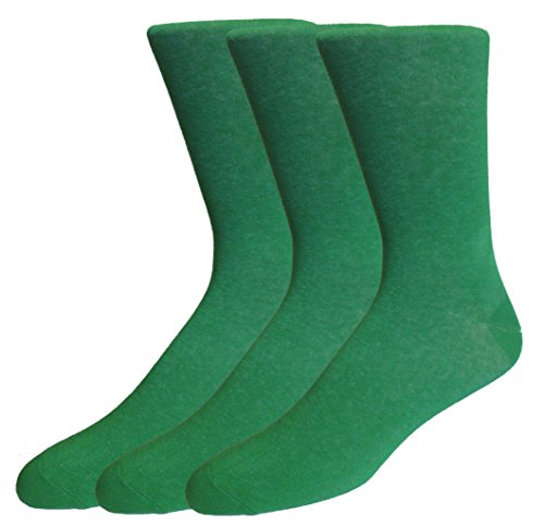 Men's Fancy Colorful Solid Cotton Socks (3 Pairs) (Solid Green)
