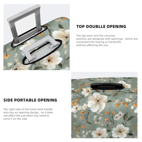 Luggage Cover Protector - Bright White Florals Print Suitcase Covers for Luggage Fit 18-21 Inch Suitcase4