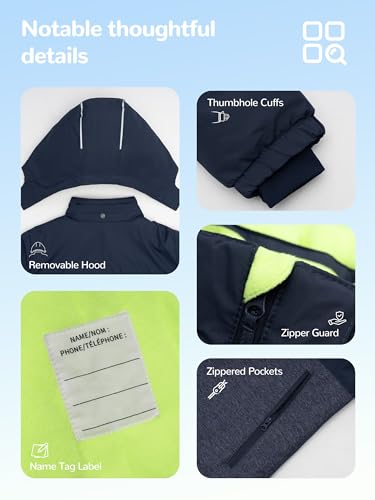 Image of PAMLULU Boys Winter Coats Waterproof Breathable Snowboarding Ski Jackets Fleece Lined Hooded Rain Coat for Kids