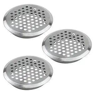 Antrader 2 Inch/53mm Stainless Steel Air Vent Louver,Stainless Steel Mesh Hole Circular Soffit Vent for Kitchen, Bathroom, Cabinet,Pack of 3