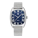 TYBERLEY RollsTimi Montre Classique pour Homme VH31 Mouvement à Quartz carré Boîtier en Acier Inoxydable étanche Bracelet en Cuir Simple Business Montre d'affaires (Maillage Bleu)