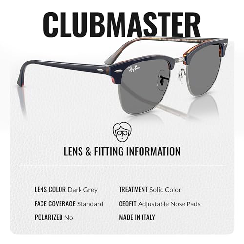 Image of Ray-Ban RB3016 CLUBMASTER CLASSIC Square Shaped Sunglasses for Men & Women with Official RAYBAN Eyewear Kit
