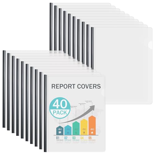 Image of Binditek Clear Report Covers with Sliding Bars, 70 Sheet Capacity, 40 Pack