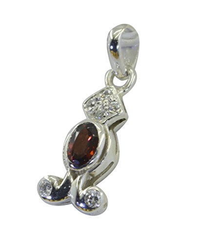 Pendentif argent 925 anti-ternissement avec gemme rouge grenat véritable