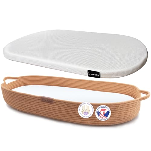 Yunioo Baby Changing Basket, Portable Diaper Changing Pad, Moses Basket for Newborns, Changing Table Topper for Baby Nursery, Waterproof Travel Pad Cover