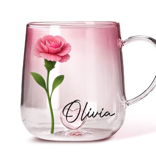 Taza de vidrio con diseño degradado rosa floral 11 onzas miniatura 1