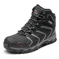 NORTIV 8 Men's Ankle High Waterproof Hiking Boots Backpacking Trekking Trails Shoes,Size 8.5,Black/Grey,160448_M-F