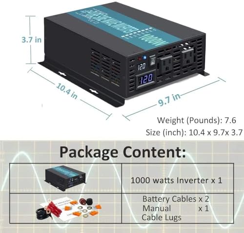 Onduleur solaire hors réseau convertisseur 24V 240V AC 1000W pour batterie - 6