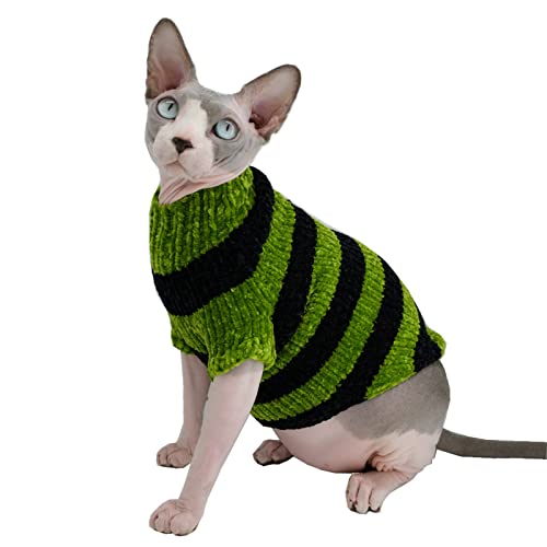Sphynx Katzenkleidung, superweicher Winter-Rollkragenpullover, Mantel für Katzen, Pyjama für Katzen und kleine Hunde, haarlose Katzen-Shirts, Pullover (Medium (1 Stück), Hellgrün) Cover