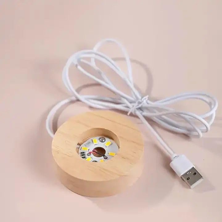 Image of Crystal Ball Lamp with Wooden LED Base | Engraved 3D Moon & Stars Night Light | USB Rechargeable Home Decor | Birthday Gift for Teens, Boys & Girls (3D Galaxy Style Lamp)