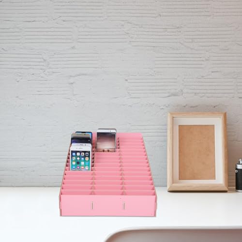Boîte de rangement en bois pour téléphone portable à compartiments - 6