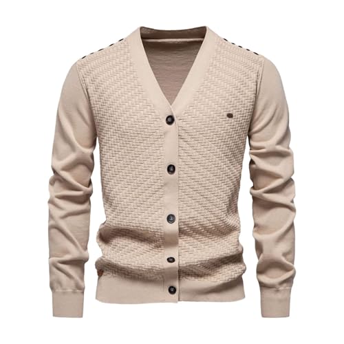 Mens V Neck Button up Cotton Cardigan Sweaters Casual Social Knit Sweater