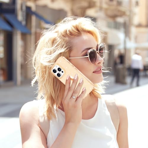 Hython for iPhone 16 Pro Case Glitter, Clear Glitter Sparkly Shiny Bling Sparkle Cute Cover, Anti-Scratch Soft TPU Slim Fit Shockproof Protective Phone Cases for Women Girls, Gold Glitter by Hython - Image 5