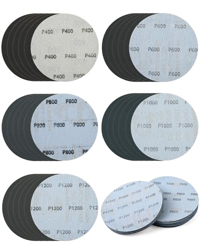 150mm Wet Dry Sanding Discs 400/600/800/1000/1200 Grit Hook & Loop Abrasive Discs, 30Pcs 6 Inch Waterproof Sandpaper for Wood Metal Car Wall Polishing & Finishing