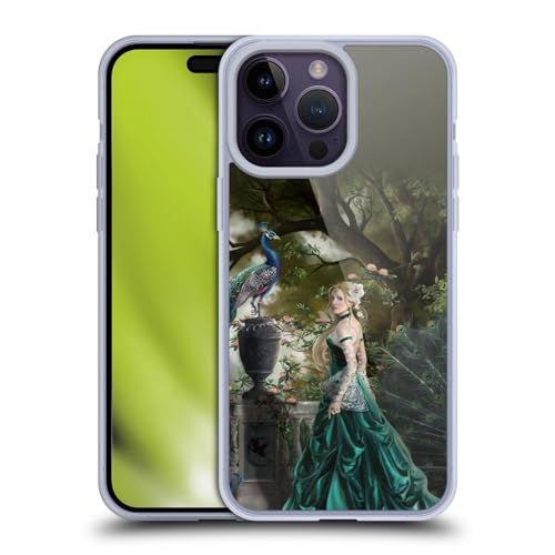Funda de Gel Suave para iPhone 14 Pro Max con Ilustración Esmeralda de Pavo Real de Nene Thomas