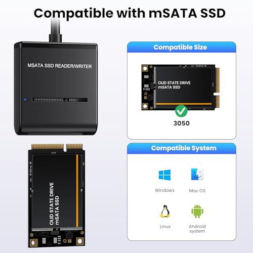 Adaptador Externo USB 3.0 para SSD mSATA, hasta 2TB miniatura 4
