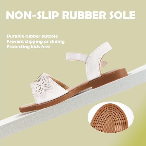 Girls White Sandals Cute Open Toe Summer Flats Sandals With Rubber Sole Toddler/Little Kid/Big Kid US 132