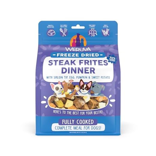 Weruva Dog Freeze Dried, Steak Frites Dinner with Sirloin Tip, Egg, Pumpkin & Sweet Potato, 5.5oz Bag