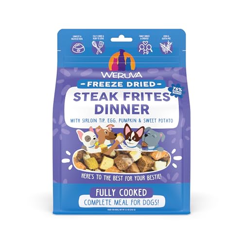 Weruva Dog Freeze Dried Steak Frites Dinner with Sirloin Tip Egg Pumpkin & Sweet Potato 5.5oz Bag