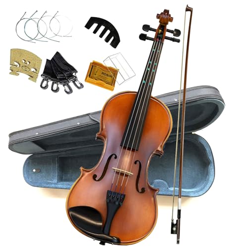 Premium Solid Wood Violin kit 4/4 Full Size with 3D Touch Fingerboard for Beginners Kids Students,Fiddle with Rosewood Fittings, Hard Case, Bow, Extra Strings