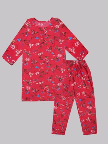 Image of A.T.U.N. (ALL THINGS UBER NICE) Girls Printed 3 /4 Sleeve Kurti and Pant Set | Stylish Traditional Ethnic Wear Salwar Suit Set for All Ocassions