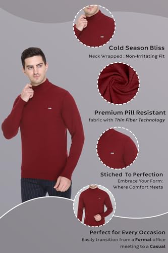 Image of GODFREY Woolen Full Sleeve Sweaters for Men Winter Wear - Turtle Neck Pullover for Men Stylish