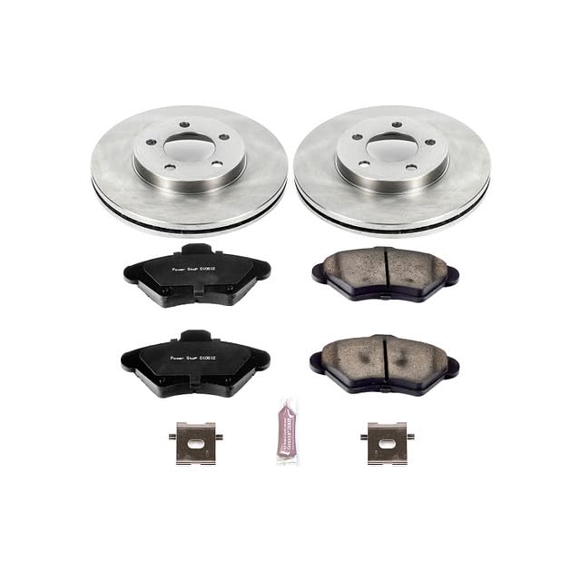 Image of PowerStop Front Brake Kit for Ford Thunderbird 1993-97 | Mercury Cougar 1993-97 - Z17 Ceramic Brake Pads & Disc Rotors Replacement, KOE1325
