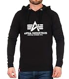ALPHA INDUSTRIES Herren Basic Hooded Heavy LS T-Shirt, Black, XXL