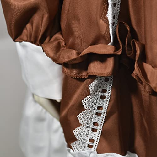 Girls Lolita Princess Dress Kawaii Long Sleeve Chiffon Skirt Cute Girl Dress Brown3