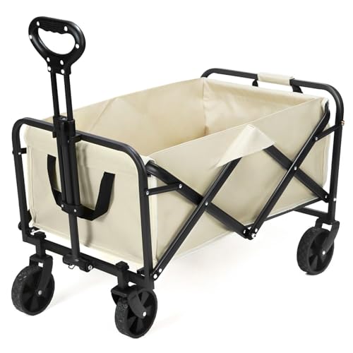 QWORK® Faltbarer Bollerwagen zum Campen, Strandwagen Transportwagen mit...
