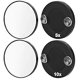 Tbestmax 4 Pcs 5X 10X Magnifying Mirror, Small Travel Magnifying Makeup Mirror with Suction Cup, 3.5 inches