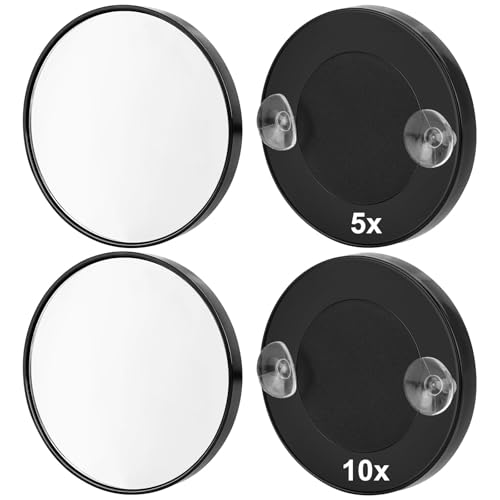Tbestmax 4 Pcs 5X 10X Magnifying Mirror, Small Travel Magnifying Makeup Mirror with Suction Cup, 3.5 inches
