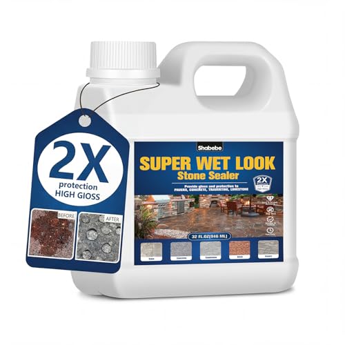 Shabebe Wet Look Natural Stone Sealer 32oz/946ml, Color-Enhancing Driveway Sealer
