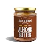 Organic Raw Almond Butter by Sun & Seed - 500g - Smooth Nut Butter - Plant Based - High in Protein - 100% Organic Almonds - Palm Oil Free - Vegan Butter