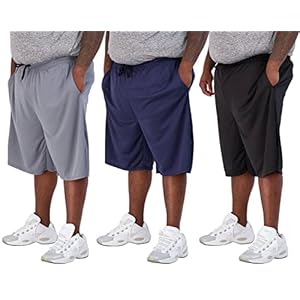 Real Essentials Men’s Big & Tall 3-Pack Dry Fit & Mesh Active Athletic Perfomance Shorts (3X-5X)
