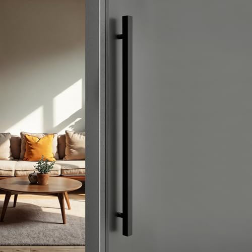 Image of LAPO 36 inch Stainless Steel Square Door Handle for Main Door, Wooden & Glass Door Pull Push Handle, Main Door Handle (Hole to Hole Size 610 mm,Pack of 1) Black Finish | 3 Years Warranty