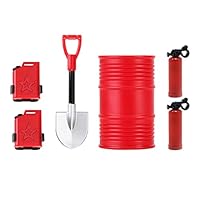 KEEDA Simulation Öltrommel, Schaufel, Kraftstofftank, Feuerlöscher-Zubehör für 1/18 TRX4M 1/24 SCX24 RC Crawler Car (6 Stück)
