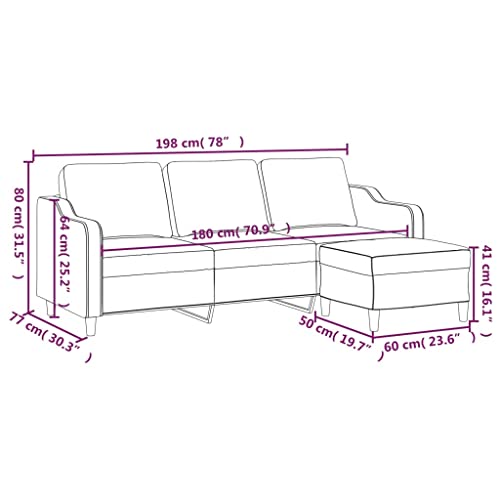 KATERYY 3-Sitzer-Sofa mit Hocker Hellgelb 180 cm Stoff Möbel Wohnzimmer – Bild 3