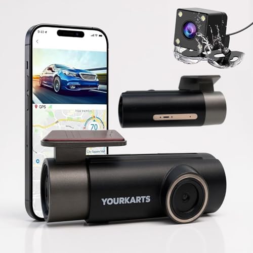 Image of YOURKARTS.COM L33 Plus Dash Camera - Dual 1080P Front and Rear Recording with WiFi, App Connectivity, G-Sensor, USB-A to Type-C Cable 3m and Loop Recording-18 Month Warranty